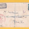 Registered letter 1953 Eastcheap to Paris with KGVI 10d Blue. Opended and resealed by Customs, red C&E stamp to seal