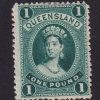 QLD 1882 £1 GREEN THICK PAPER SG161 FINE MINT