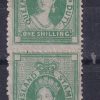 QLD 1871-72 STAMP DUTY 1/- GREEN PAIR WITH BLUE BURELE MUH
